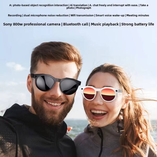 H243fe8cf5efa45859a33d60d2159d2b5J.jpg_960x960q80.jpg Ai Smart Glasses With Camera Waterproof Wireless Music Call Video Recording Photo Recognition For Vlog