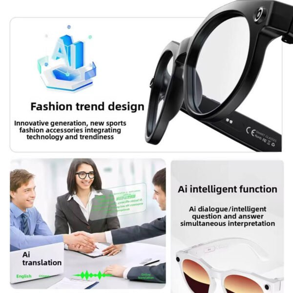 H2968dba3e62d4549a5cfe582c3c303e7J-3.jpg_960x960q80-3.jpg Water-Resistant AI Camera Smart Glasses for Video & Bluetooth Calls