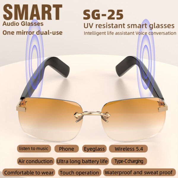 Smart Glasses Wireless Open Ear Music Touch Control Ai Assistant Rechargeable Photo Remote Control Audio Eyewear