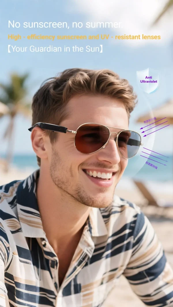 H52937445b14c4b14b1e669fdabdf17f7k-1.webp Smart Glasses Bt5.4 Ai Translation Hands-free Calling Music Anti-blue Light Life Waterproof 50mah+50mah 1080p Smart Sunglasses