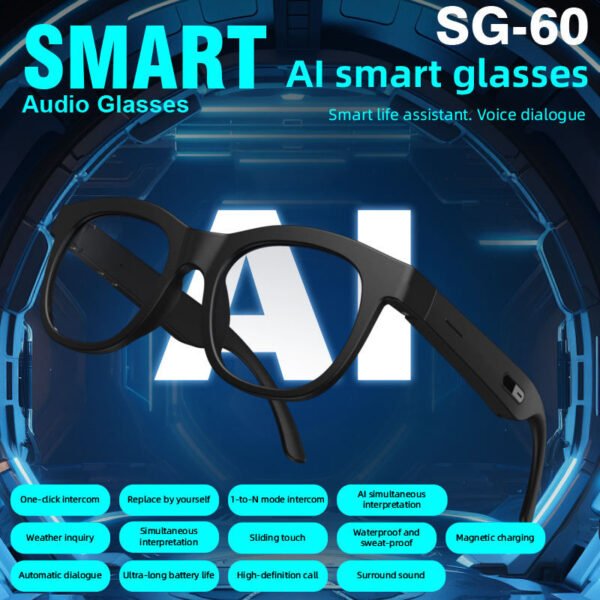 Ai Smart Audio Glasses Open Ear Bluetooth Earbuds Music Calling Touch Control Voice Assistant Translation Sports Sunglasses