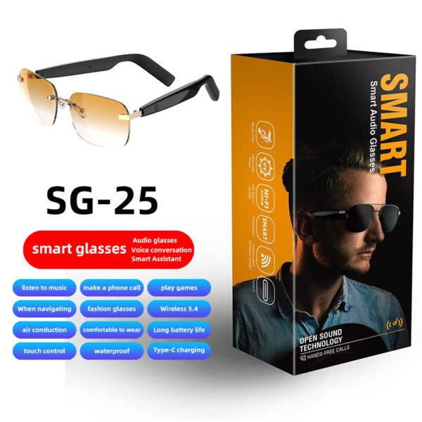 Smart Glasses Wireless Open Ear Music Touch Control Ai Assistant Rechargeable Photo Remote Control Audio Eyewear