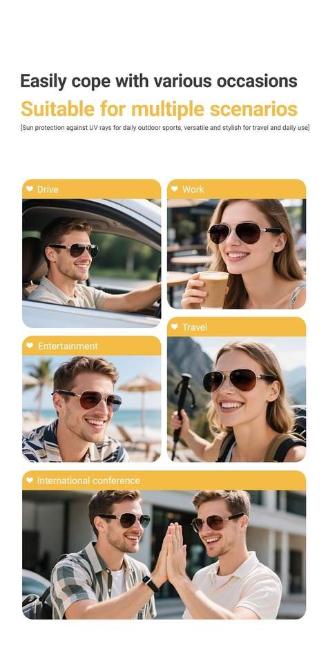 Hb648256c96304a84bd0b4a74f6e5a37fy.jpg_960x960q80.jpg Smart Glasses Bt5.4 Ai Translation Hands-free Calling Music Anti-blue Light Life Waterproof 50mah+50mah 1080p Smart Sunglasses