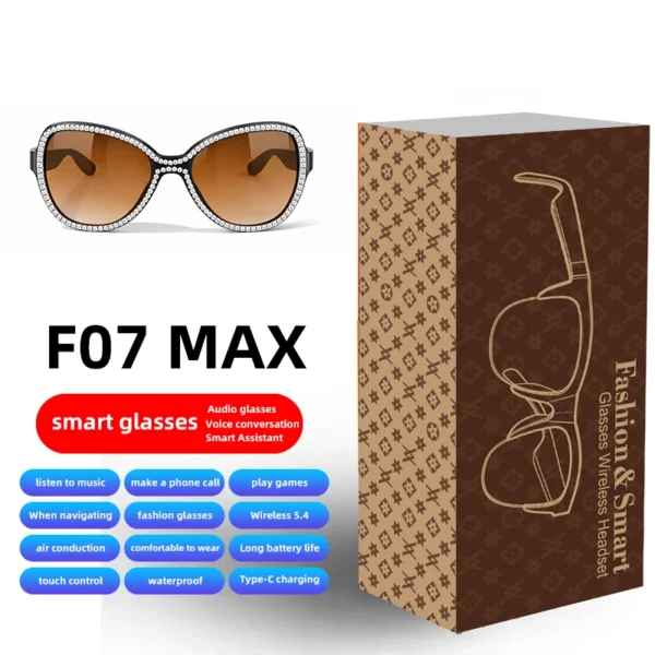 Windproof Smart Glasses For Driving Navigation Ai Audio Open Ear Headphones Bluetooth Calling Uv Protection Women Sunglasses
