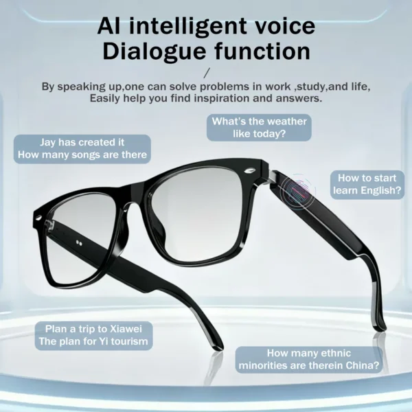Smart Bluetooth Sunglasses Audio Glasses Music Hands-free Calls Blue Light Filtering Lenses Ai Voice Control Eyewear
