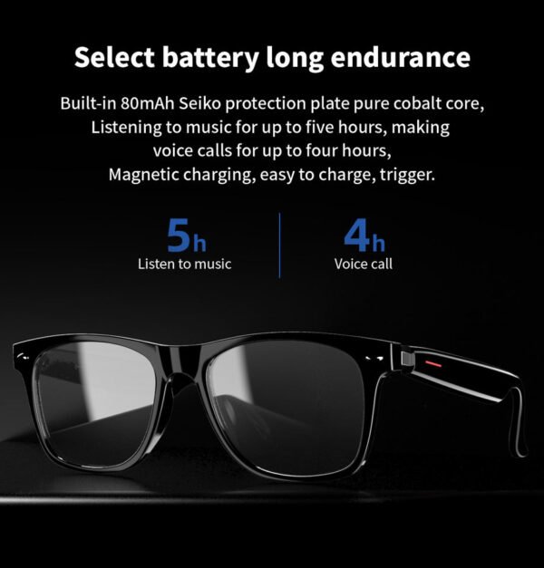 Ai Translation Smart Glasses Multi-functional Touch Control Ip65 Waterproof 100mah Battery Audio Eyewear