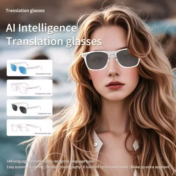 Ai Translation Smart Glasses Multi-functional Touch Control Ip65 Waterproof 100mah Battery Audio Eyewear
